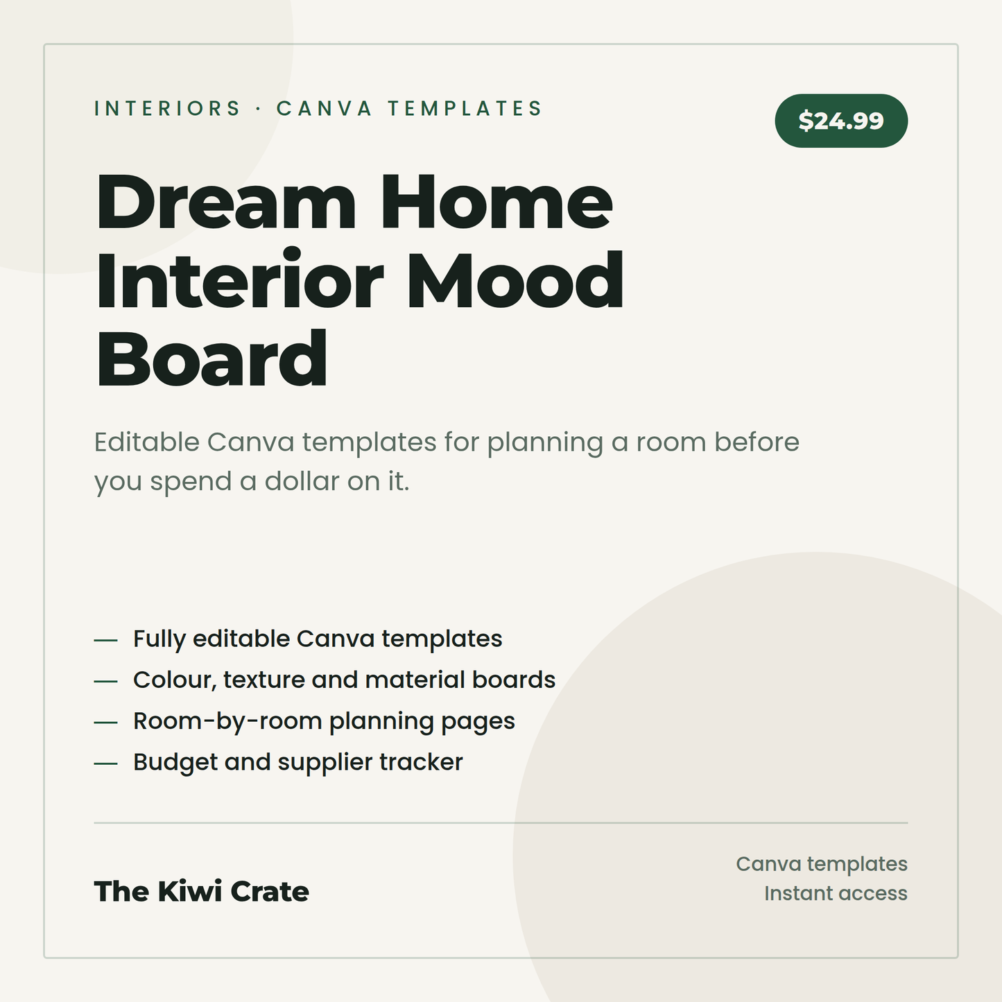 Dream Home Interior Mood Board — editable Canva templates