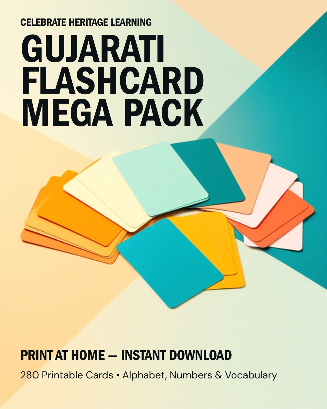 Gujarati Flashcard Mega Pack — 280 printable cards cover