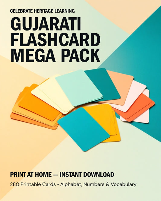 Gujarati Flashcard Mega Pack — 280 printable cards cover