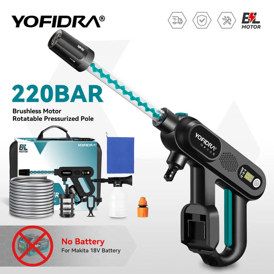 220 Bar Cordless Pressure Washer | YOFIDRA 5-in-1 Brushless | Makita 18V Compatible
