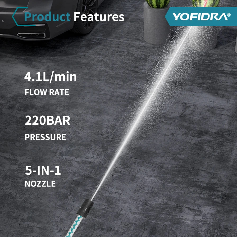 220 Bar Cordless Pressure Washer | YOFIDRA 5-in-1 Brushless | Makita 18V Compatible