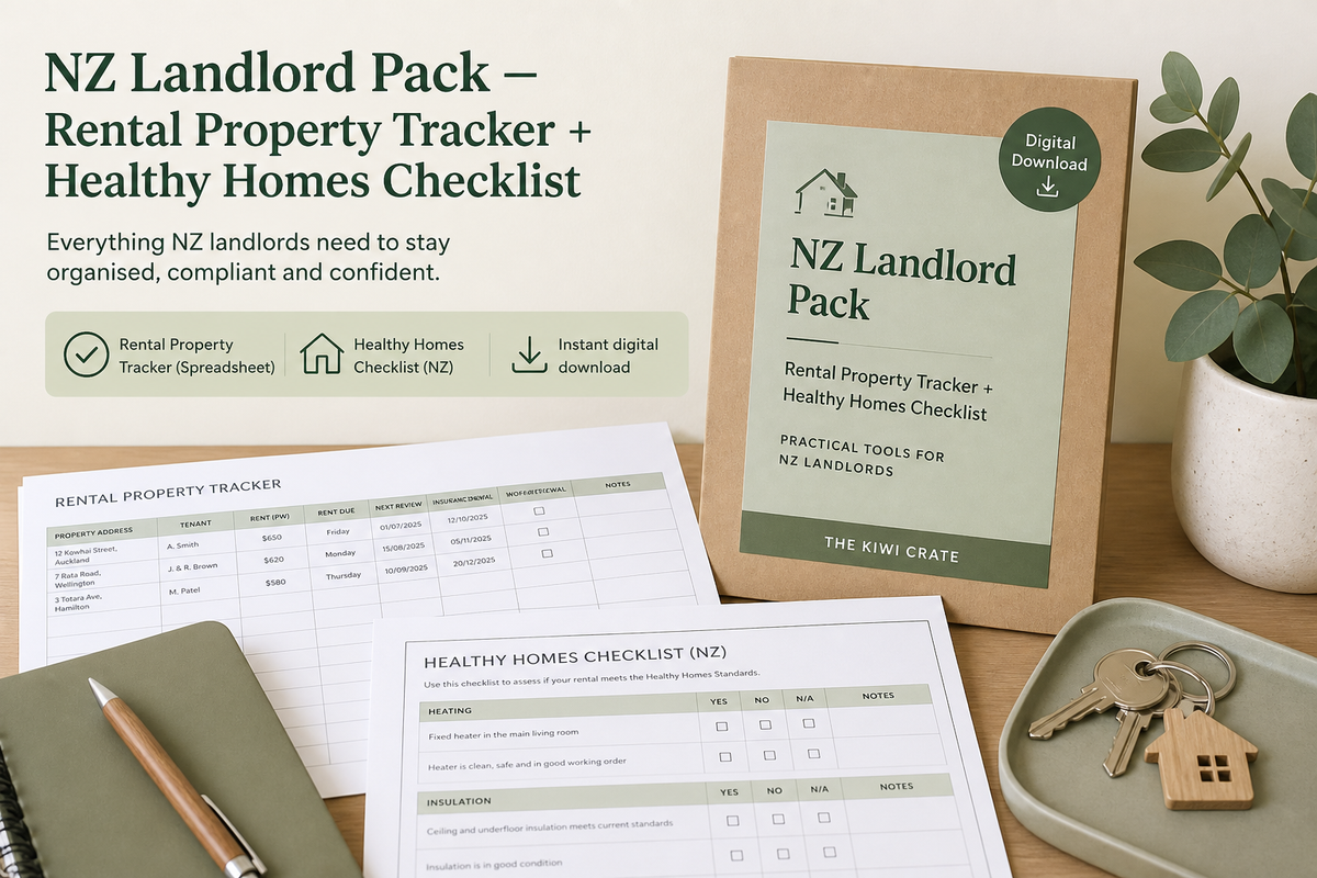 NZ Landlord Pack — rental property tracker and Healthy Homes checklist