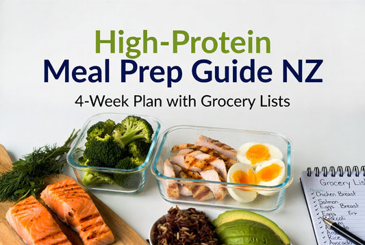 High-Protein Meal Prep Guide NZ — 4-Week Plan + Grocery Lists