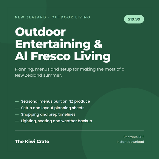 Outdoor Entertaining and Al Fresco Living Guide NZ — printable digital download