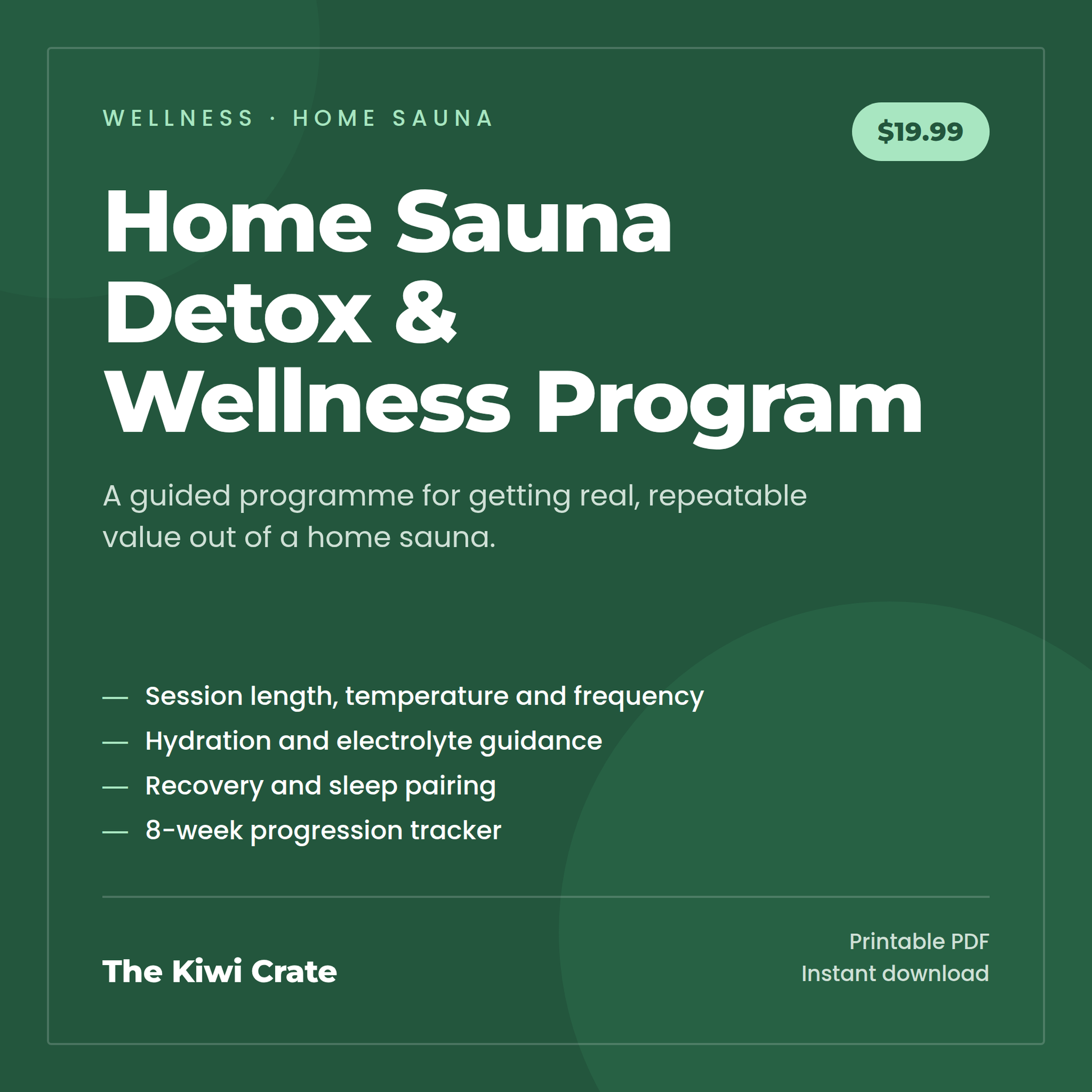 Home Sauna Detox and Wellness Program — printable digital guide